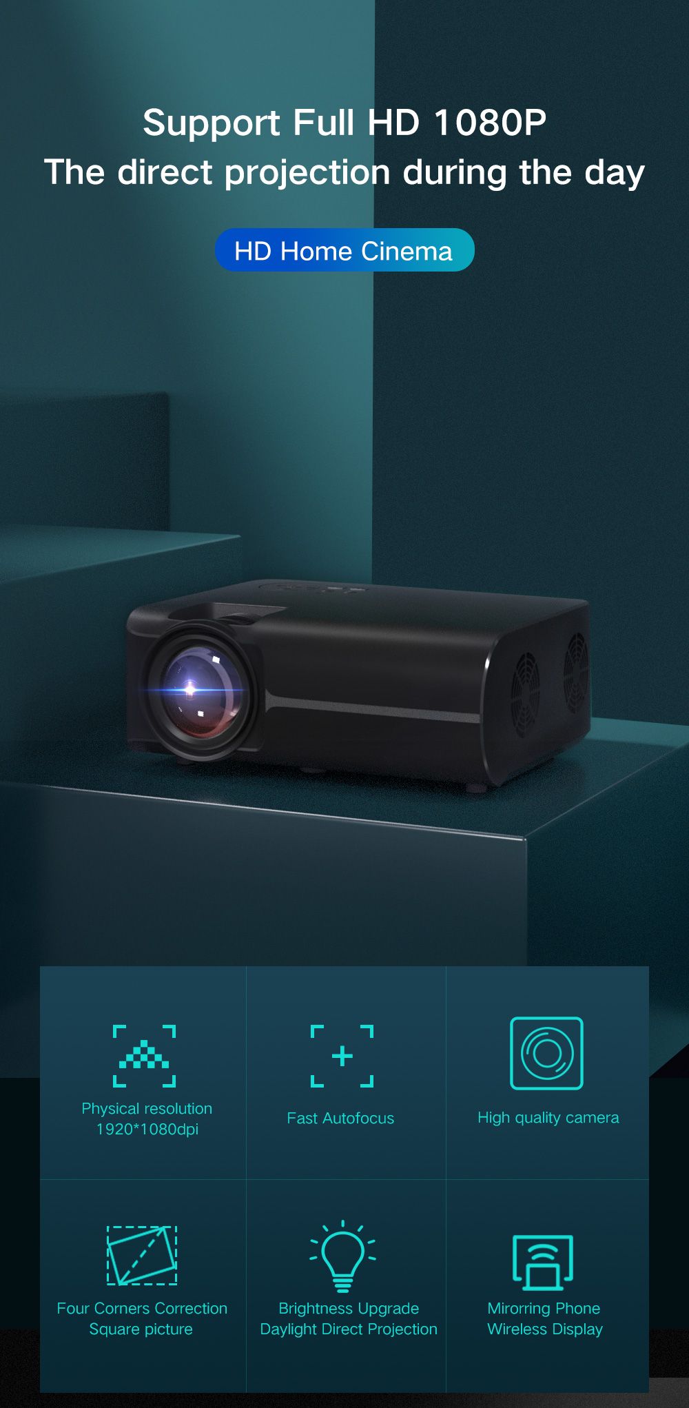 [5500 High Brightness 1080P Projector] OEM ODM Factory Native 1080P 4K LED LCD Full HD Portable Home Theater Overhead Projectors