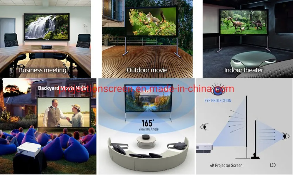 100 Inch Portable Fast Folding Screen 4K Ultra HD 3D Outdoor Indoor Projector Screen 16: 9 with Stand Bracket