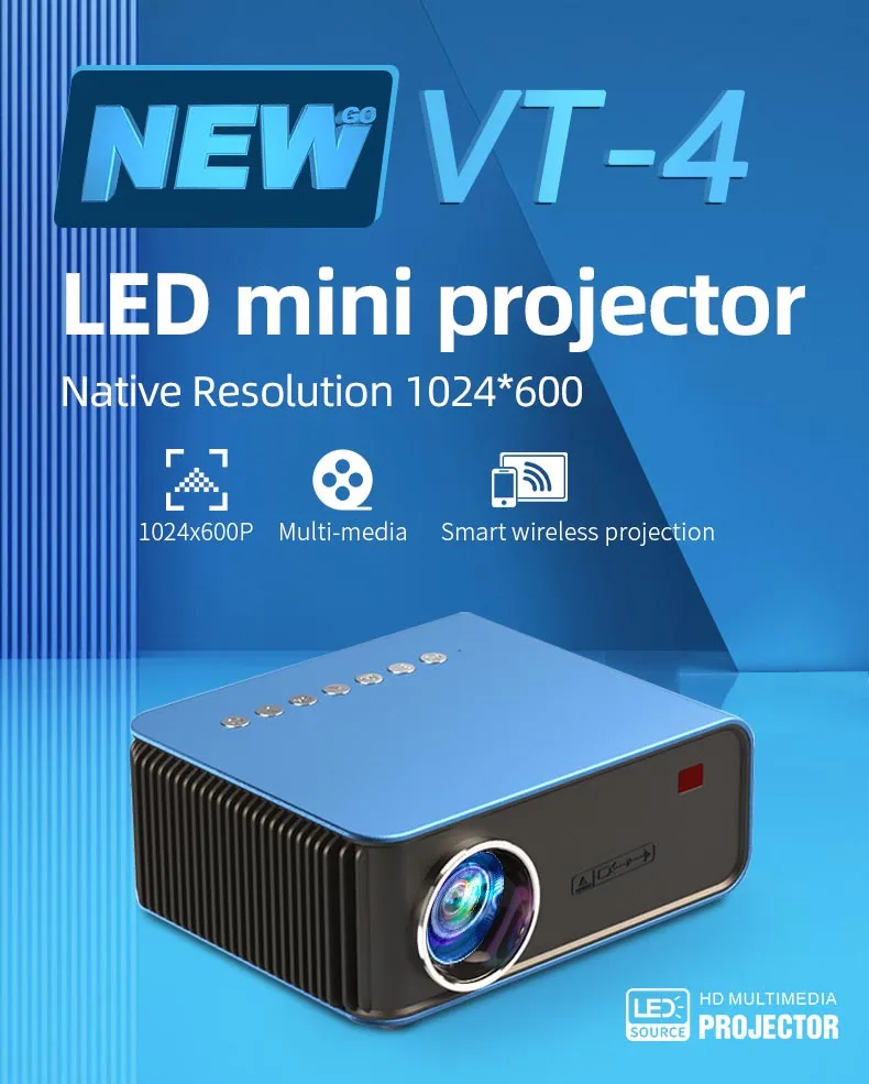 2021 Hot Sale WiFi Wireless Smart Android Projector 3000 Lumens 1024*600p Proyector LED Home Theater Movie LED Projectors