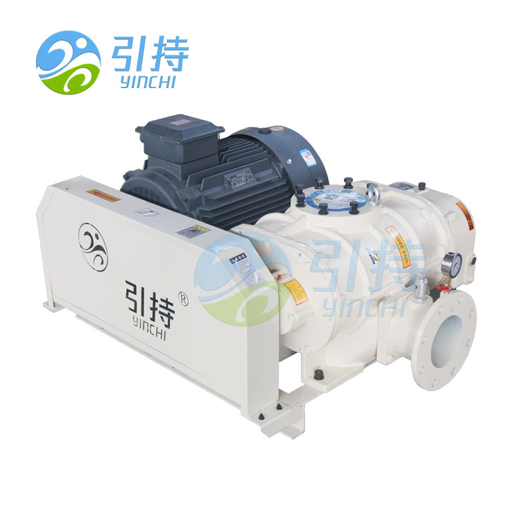Why is a three lobe rotary blower with V-belt drive preferred for abrasive calcium carbonate handling