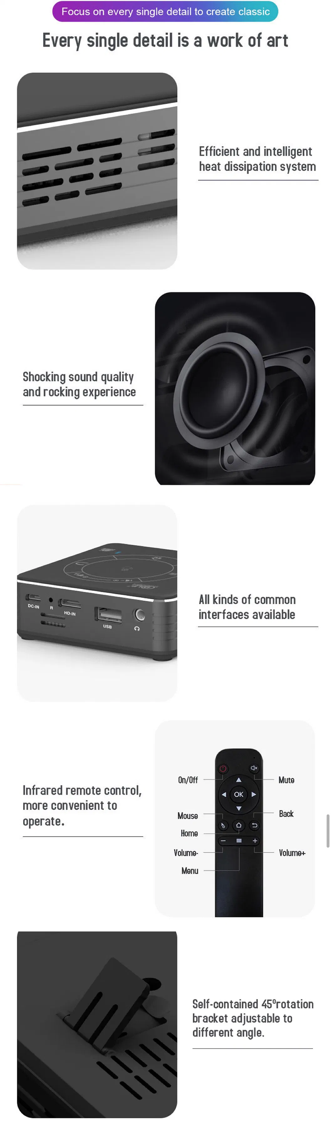 3D Android 9.0 DLP Home Theater Outdoor Projection Portable Projector