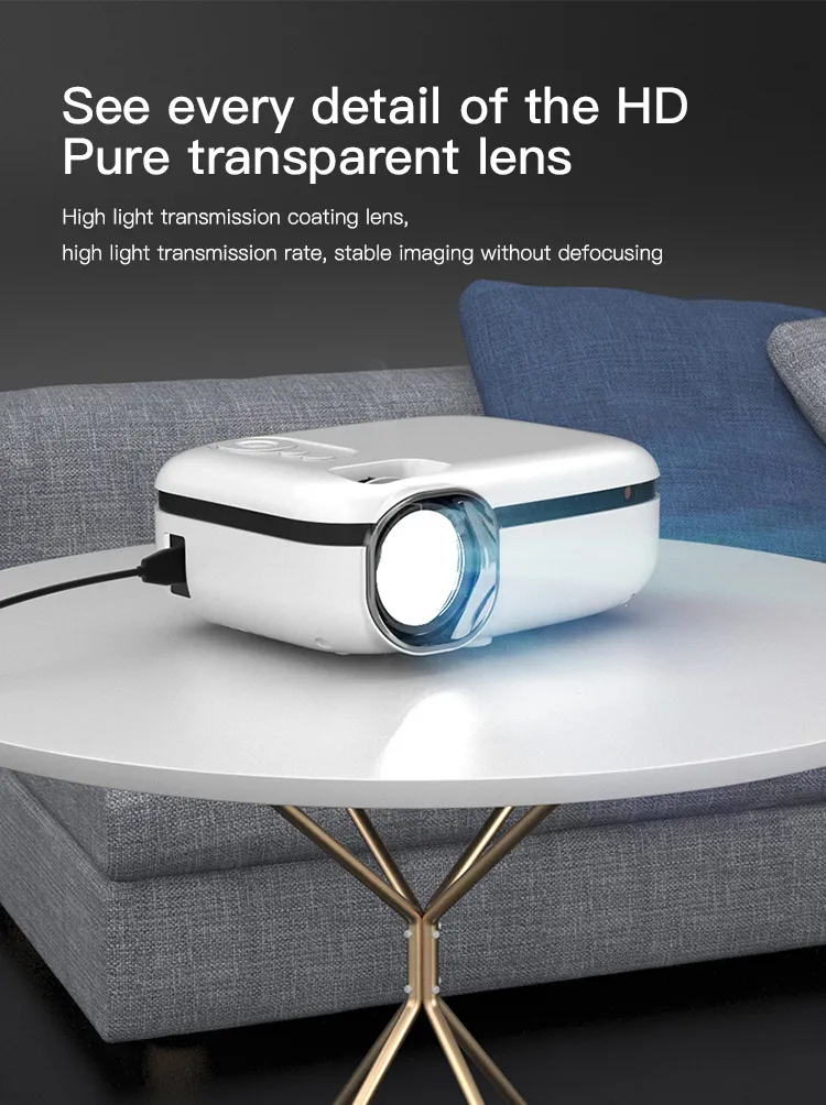 4K HD Home Theater Pocket Projection Screen Mini LED Projector for Home