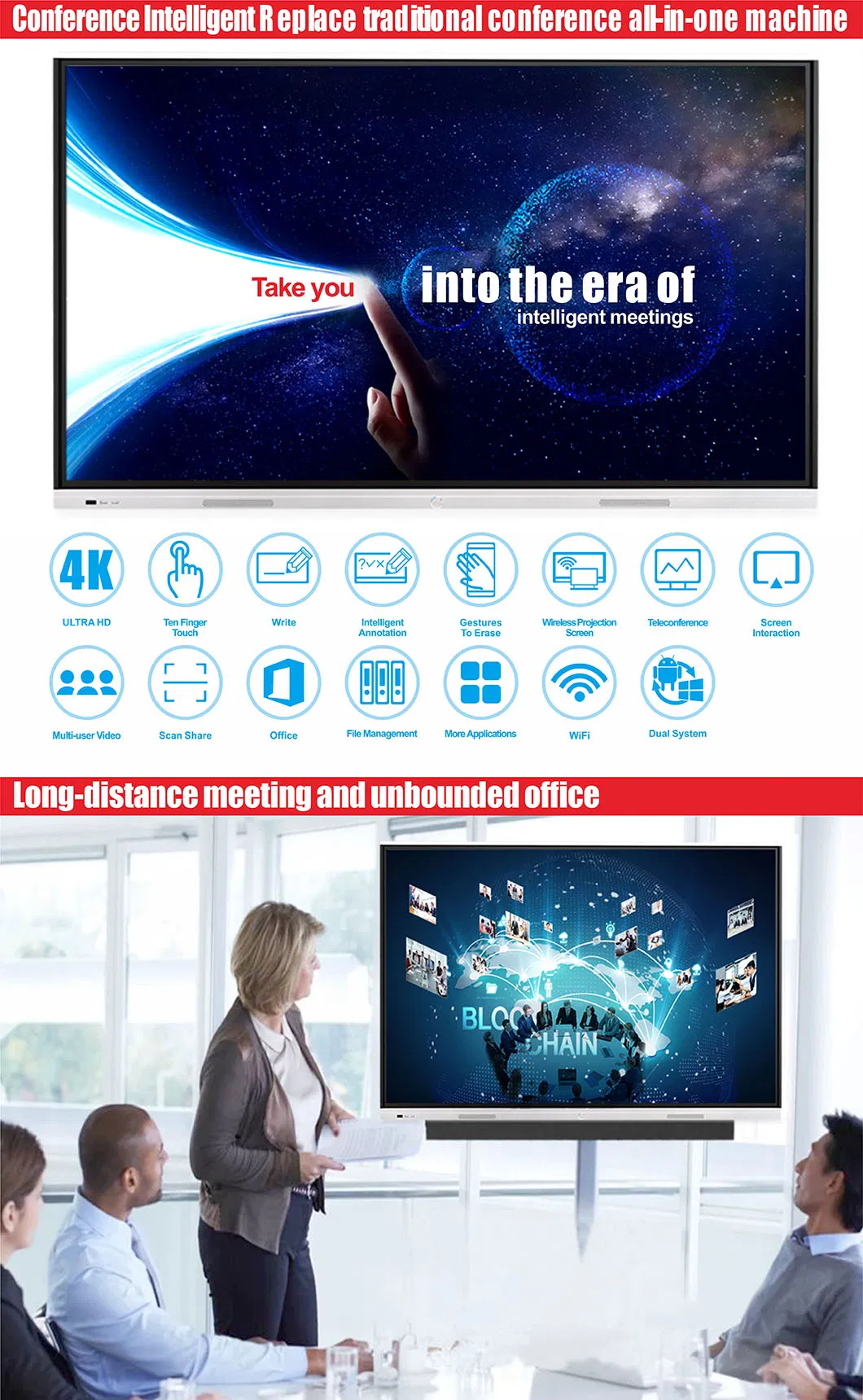 55 Inch Touch Display Whiteboard Nesting for Conference&Education
