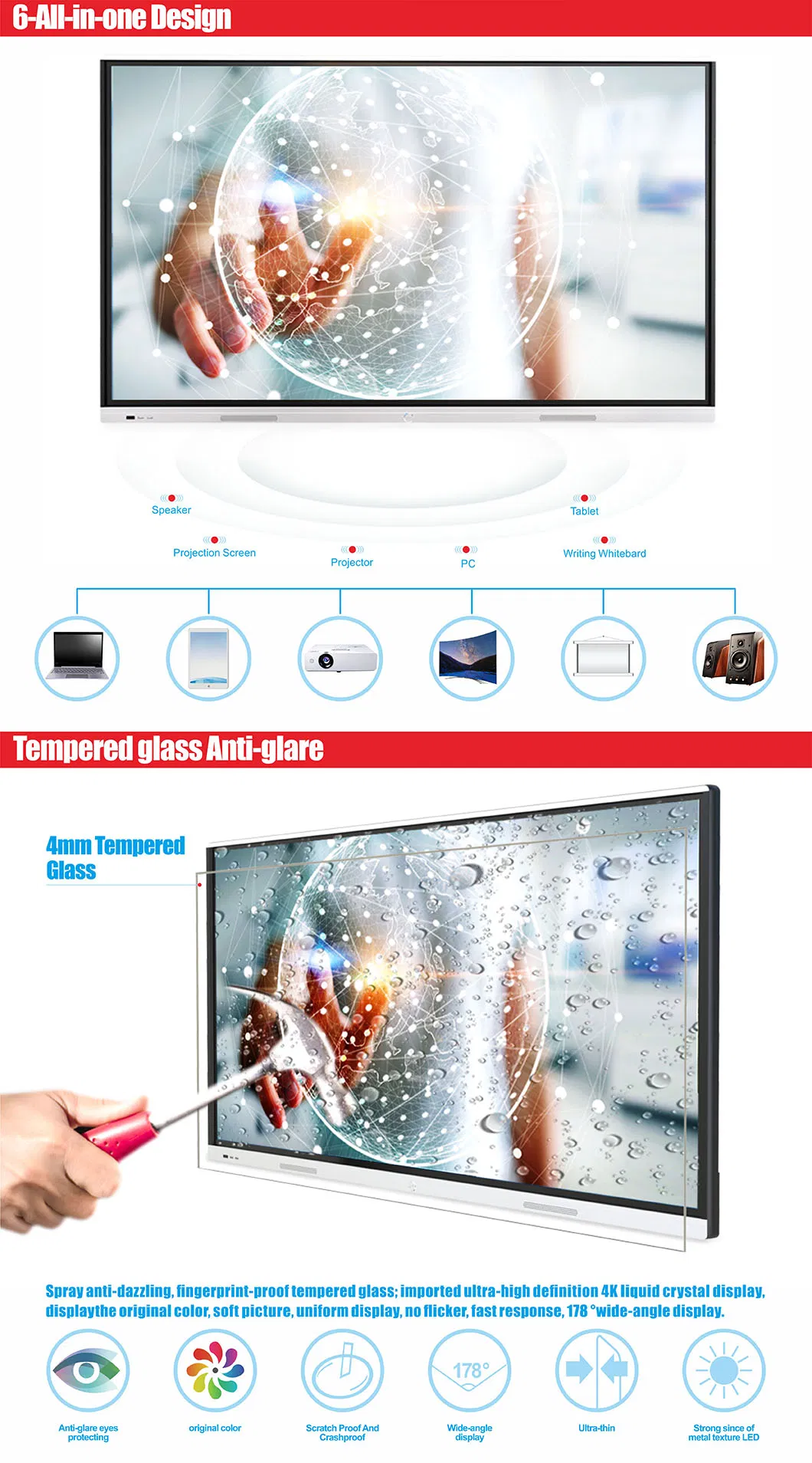 55 Inch Touch Display Whiteboard Nesting for Conference&Education
