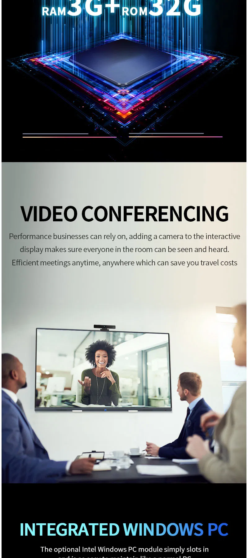 65 Inch LCD OPS IR-Touch 10 Points 20 Dots Wall Mount Interactive Smart Board Touch-Screen Whiteboard