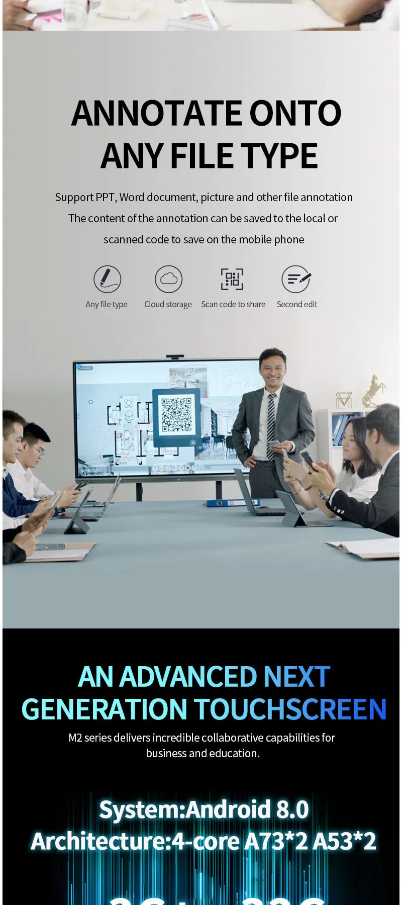 86 Inch 4K 3840X2160 Electronic Touch Screen Active Smart Board Interactive Electronic Whiteboard White Board