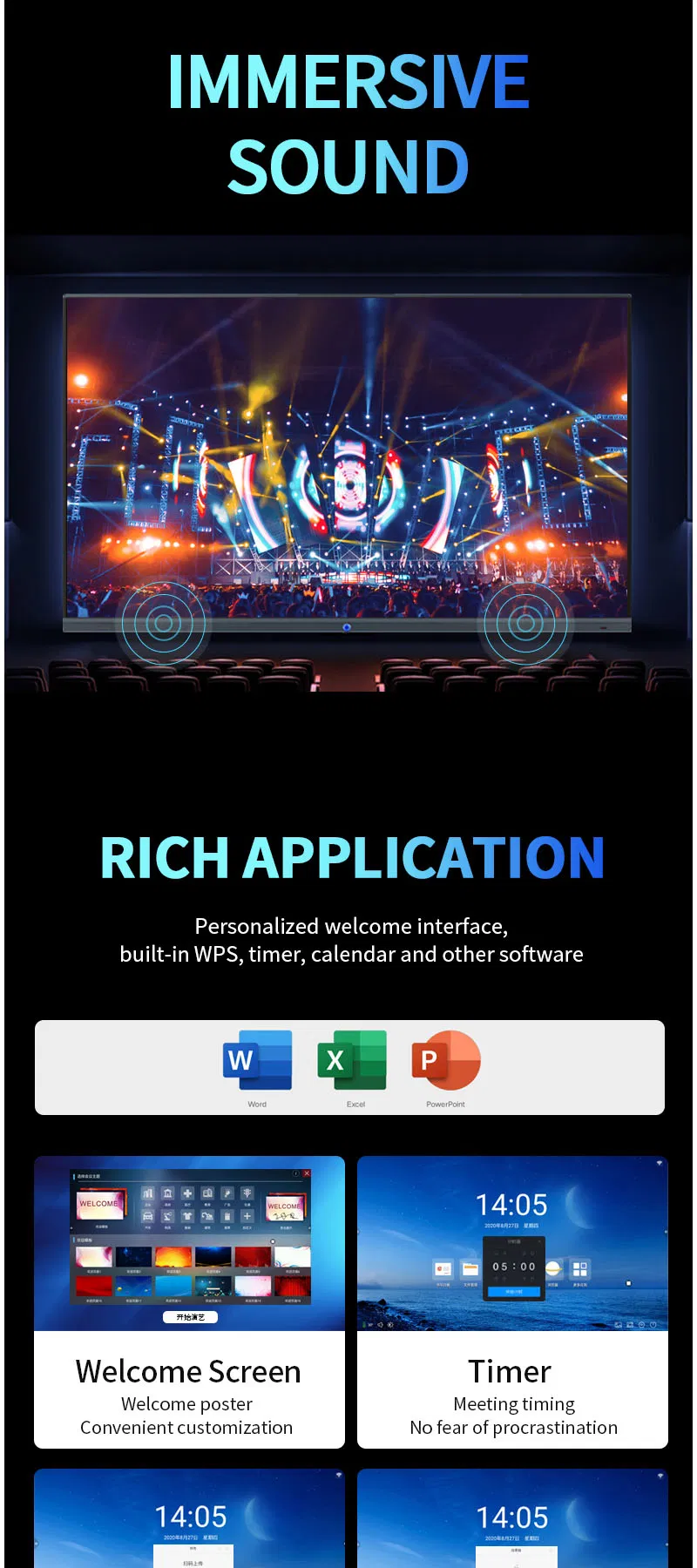 86 Inch 4K 3840X2160 Electronic Touch Screen Active Smart Board Interactive Electronic Whiteboard White Board