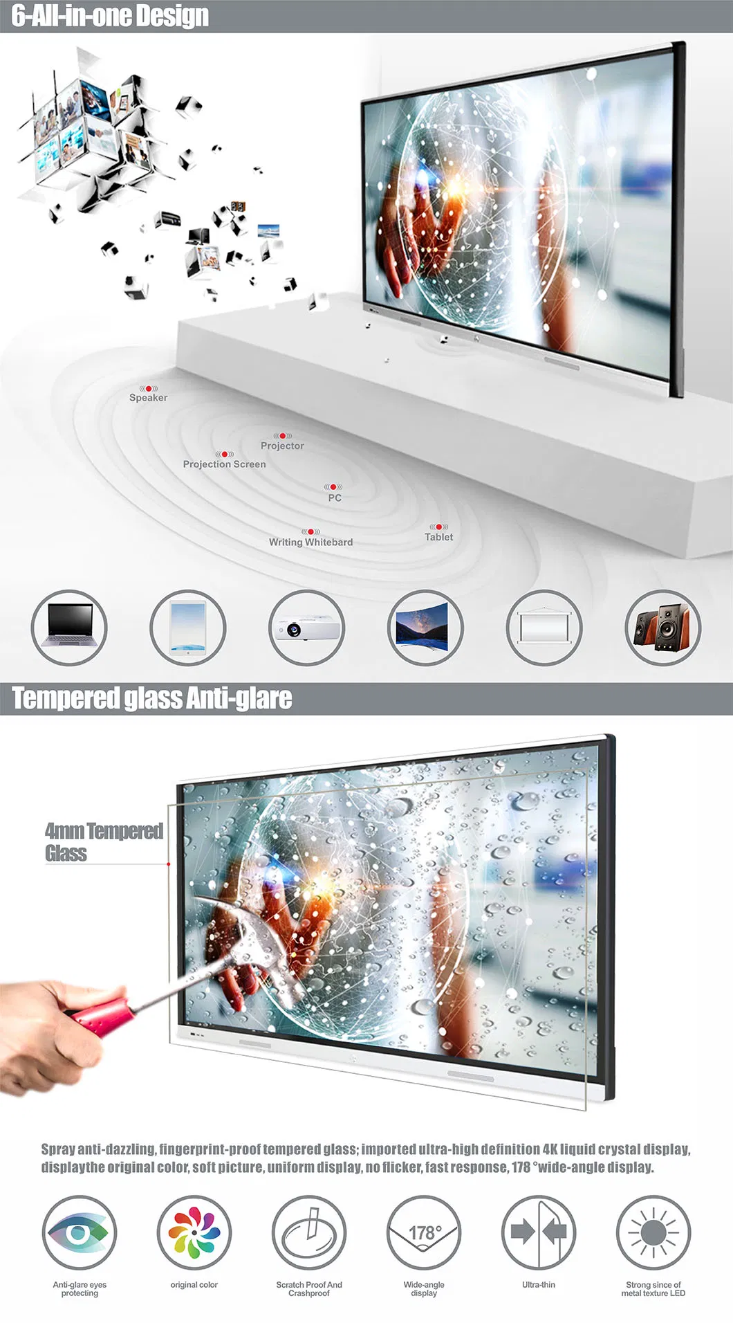 86 Inch Touch Display Whiteboard Nesting for Conference&Education