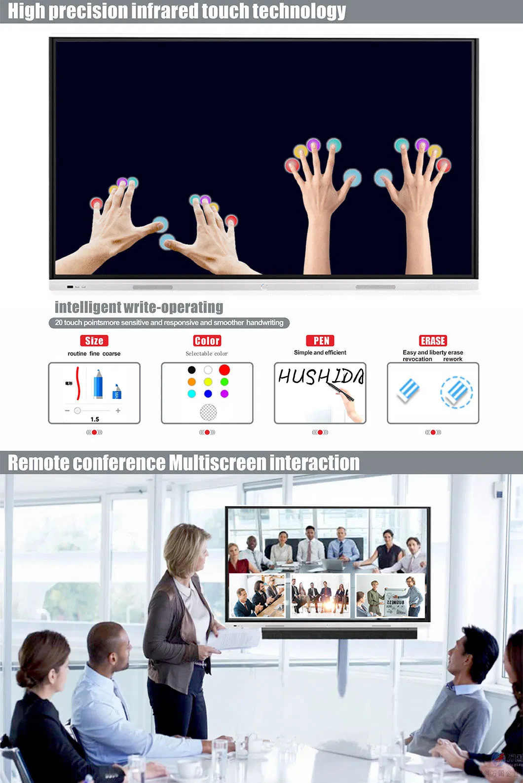 86 Inch Touch Display Whiteboard Nesting for Conference&Education