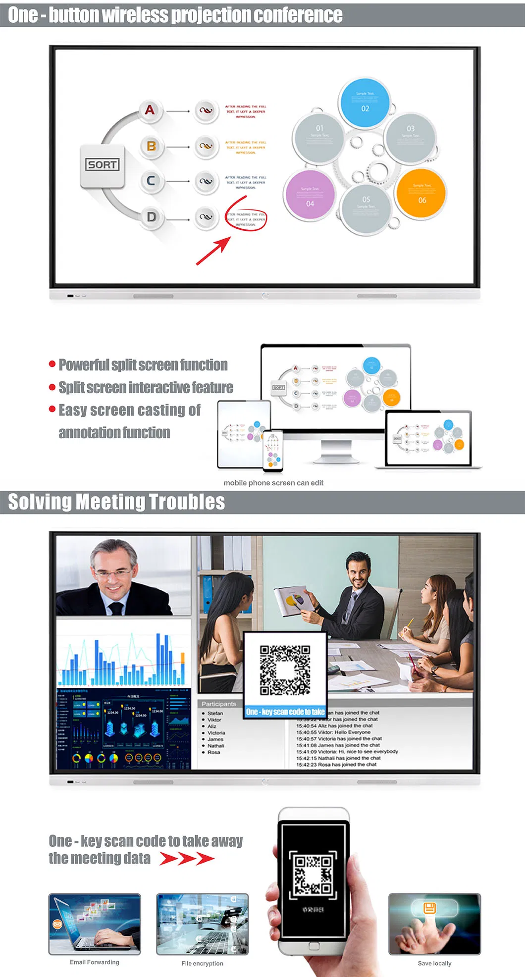 86 Inch Touch Display Whiteboard Nesting for Conference&Education