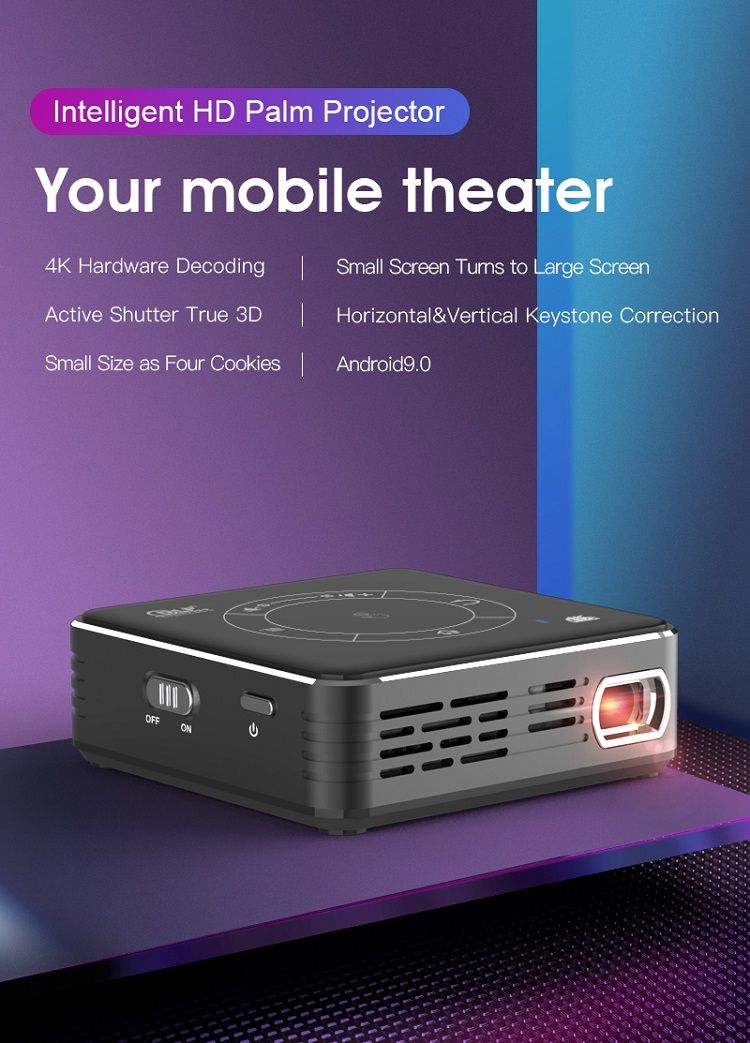 C99 Mobile Theater Touch Control Panel Android 9.0 4K 3D DLP Mini Pocket Projector