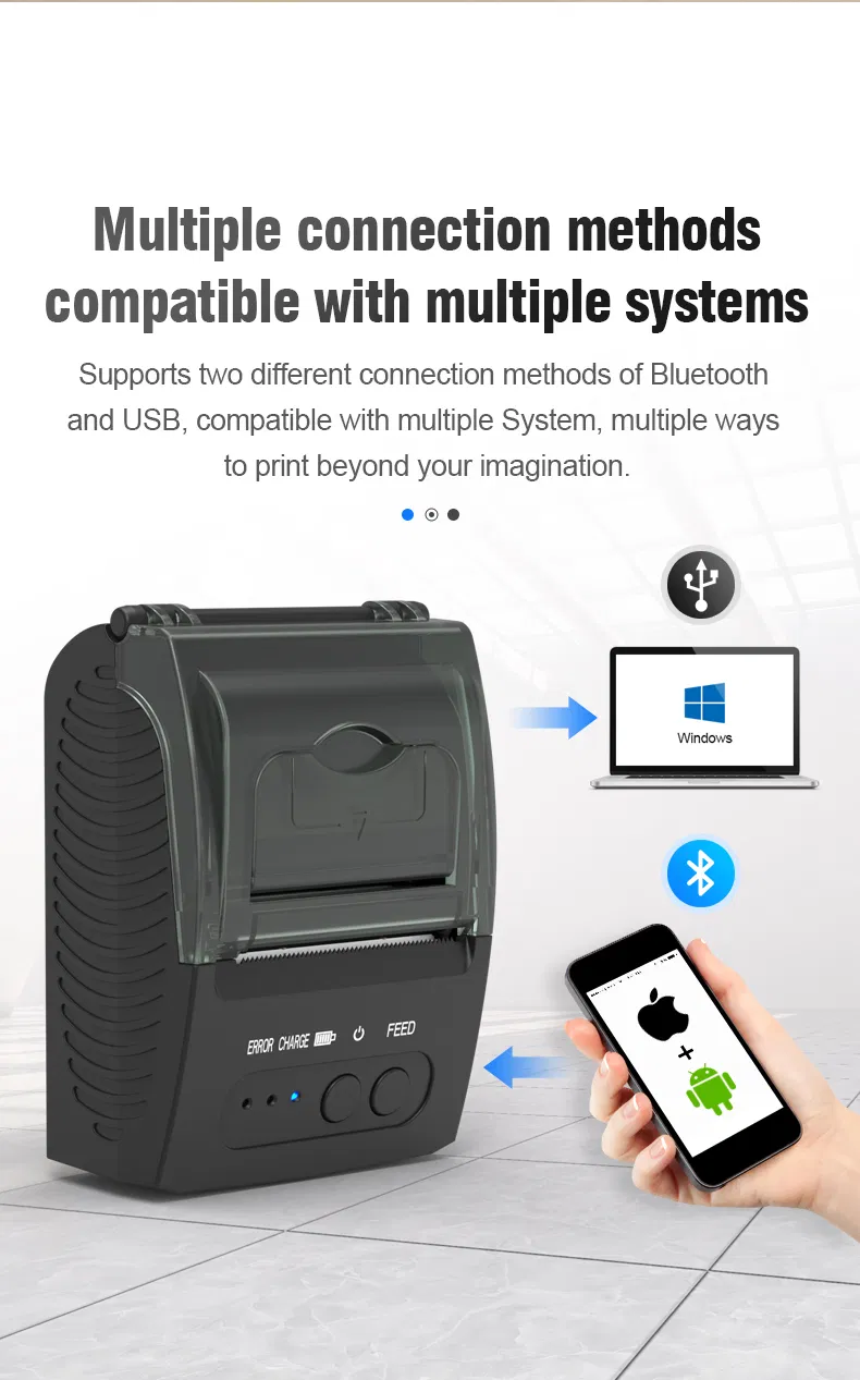 Cheap 58mm Wireless Bluetooth Mobile Receipt Barcode Portable Printer