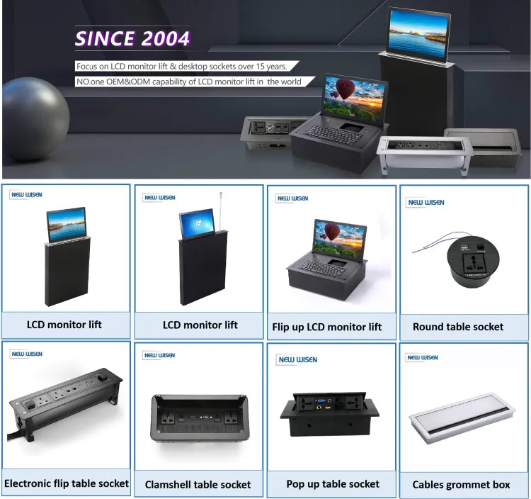 Customizable Hidden Desktop TV LCD Monitor Lift System Electric Telescopic Monitor