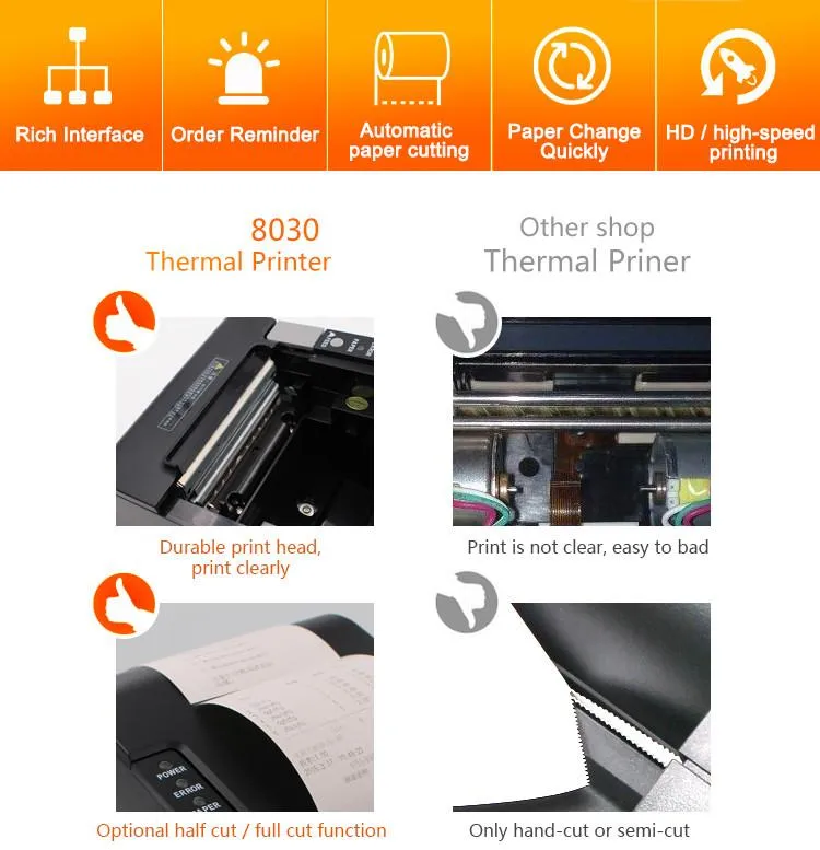Desktop POS Receipt Thermal Printer with Auto Cutter