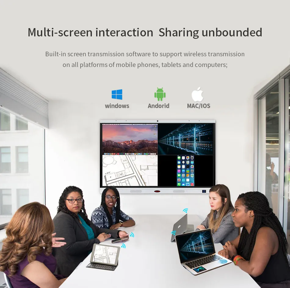 DS tech 16M Series infrared Android 8.0 interactive whiteboard office supply for business