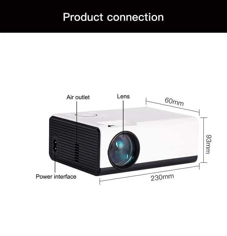 Excel Digital LED Mini Mobile Projector HD 1080P 300 Inch Mini Portable Home Projector