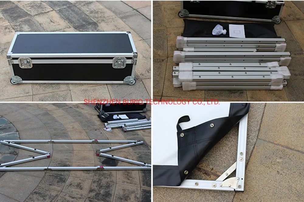 High Quality Fast Fold 6′ X8′ Projector Screen Rear & Front Projection Easy Folding Screen with Flight Case