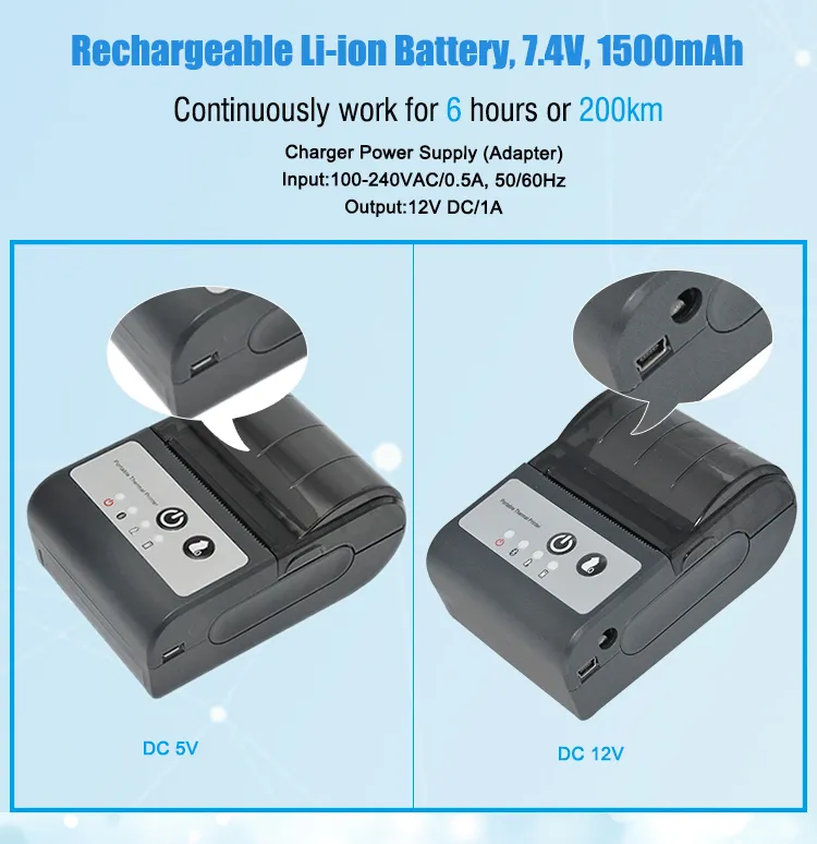 Hot Sale Mini 58mm Bt APP Control DC5V Handheld Mobile Thermal Portable Printer (HCC-T2P)