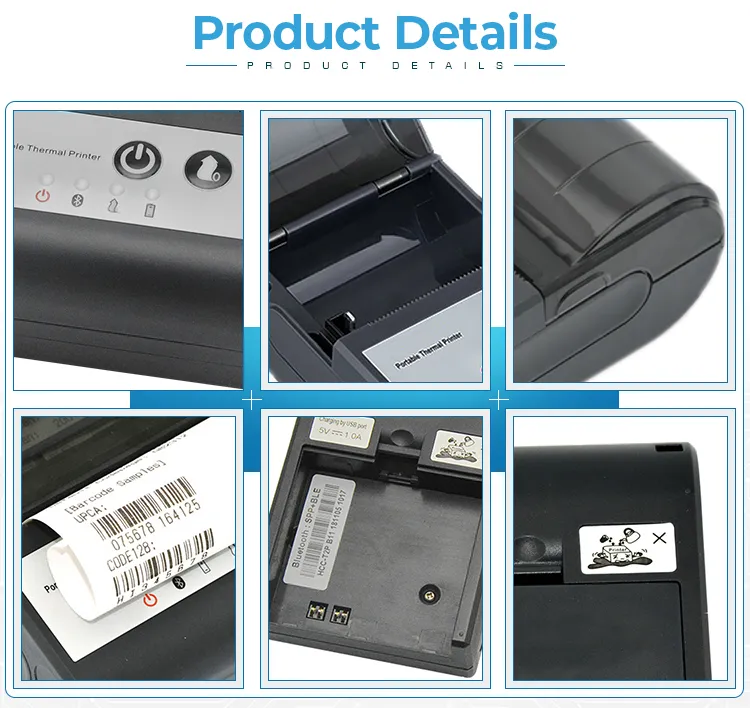 Hot Sale Mini 58mm Bt APP Control DC5V Handheld Mobile Thermal Portable Printer (HCC-T2P)