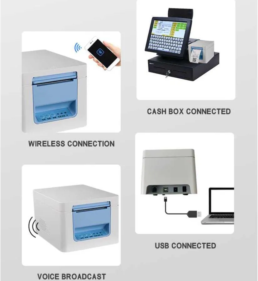 Mini 58mm POS Thermal Receipt Printer with USB/Serial/Bluetooth Interface