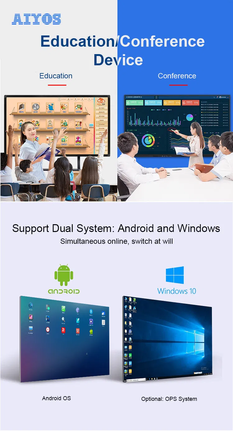 Office Supply LCD Display Touch Screen Writing Whiteboard Portable Interactive Smart Board 55 Inch