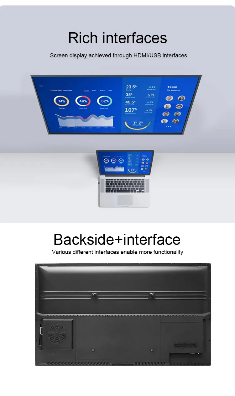 Office Supply LCD Display Touch Screen Writing Whiteboard Portable Interactive Smart Board 55 Inch