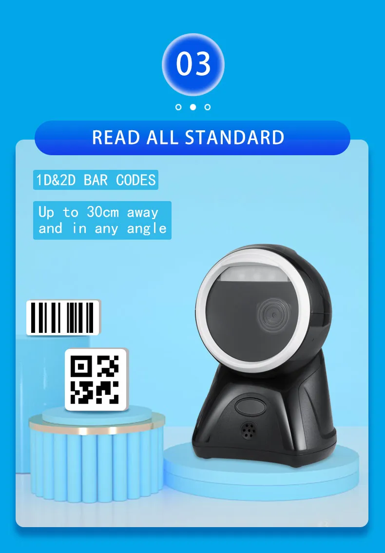 Omni Directional 1d/2D Barcode Scanner Desktop