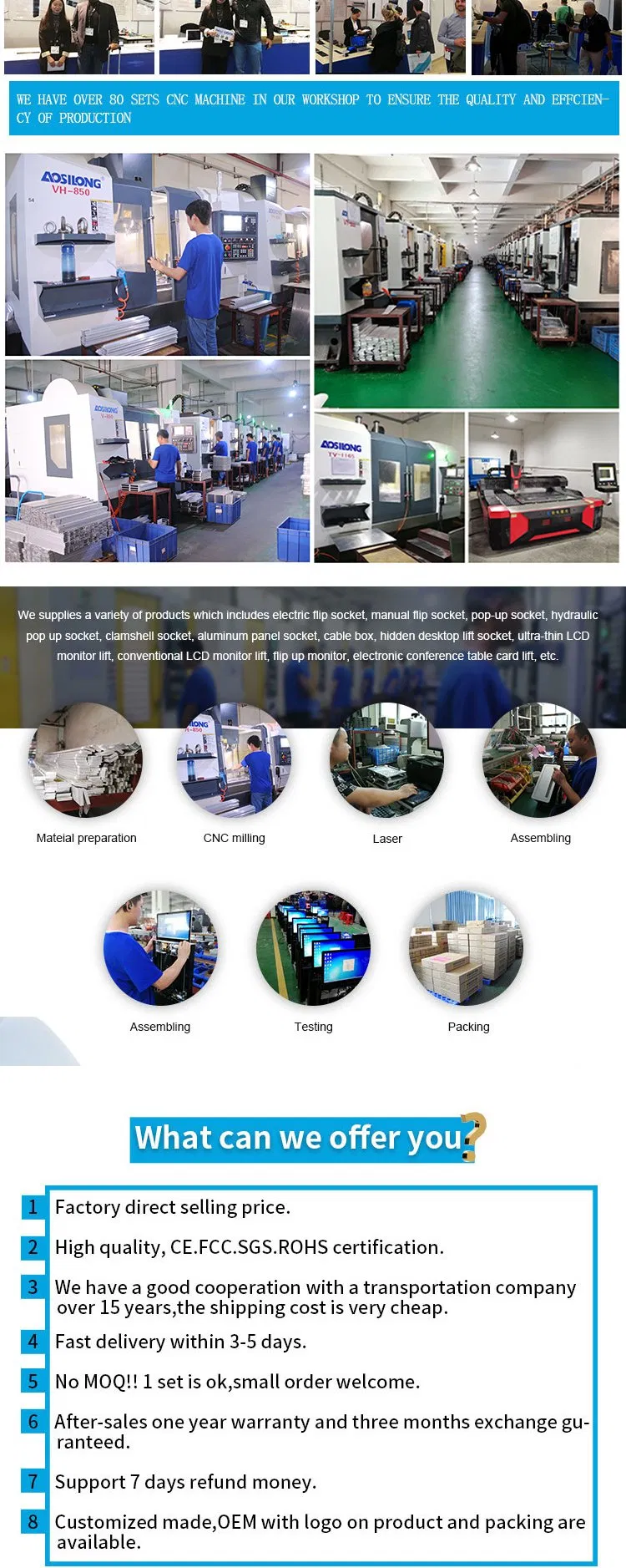 Pop-up Meeting Desktop High Quality LCD Monitor Lifting System for Conference System