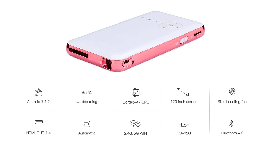 Portable Mini Multimedia Projector Wireless Mini Projector Smart LED Pocket Projector