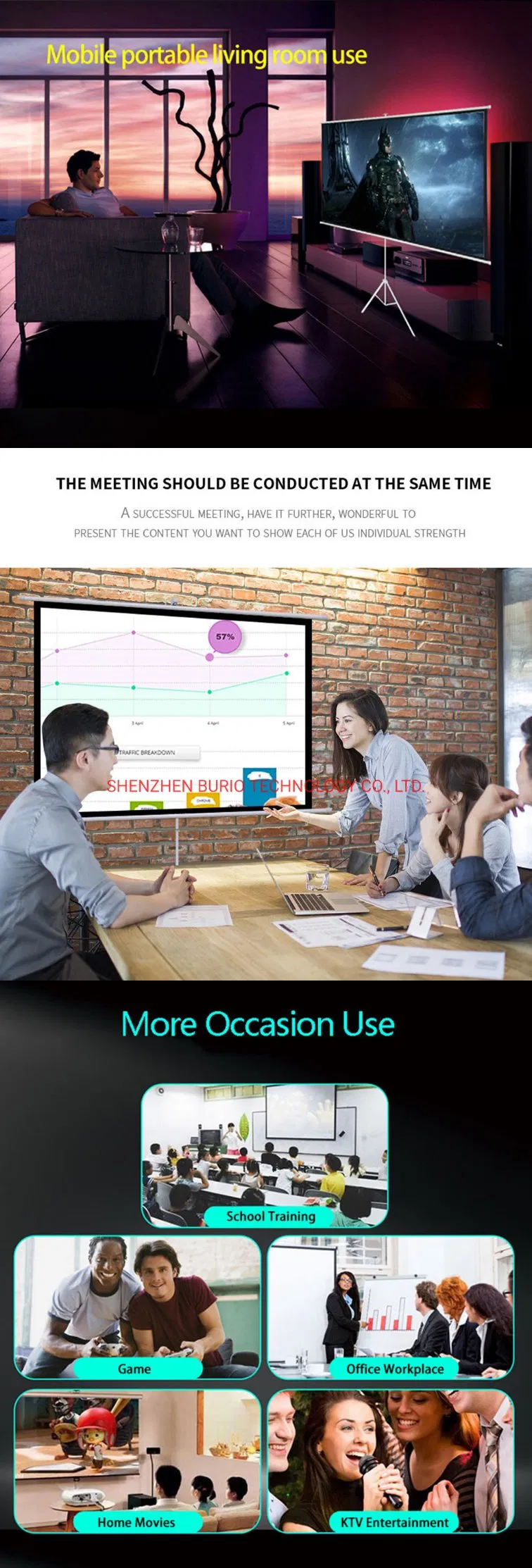 Portable Projector Screen with Stand 100 Inch - Indoor and Outdoor Movie Screen