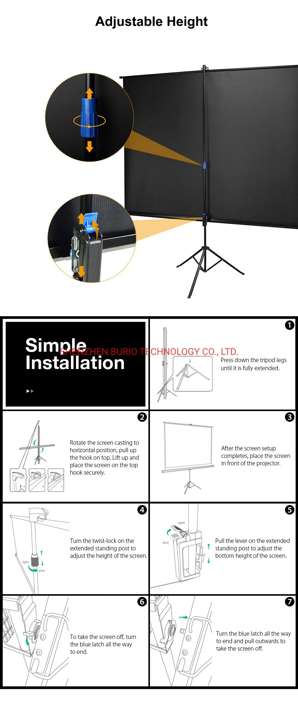 Portable Projector Screen with Stand 100 Inch - Indoor and Outdoor Movie Screen