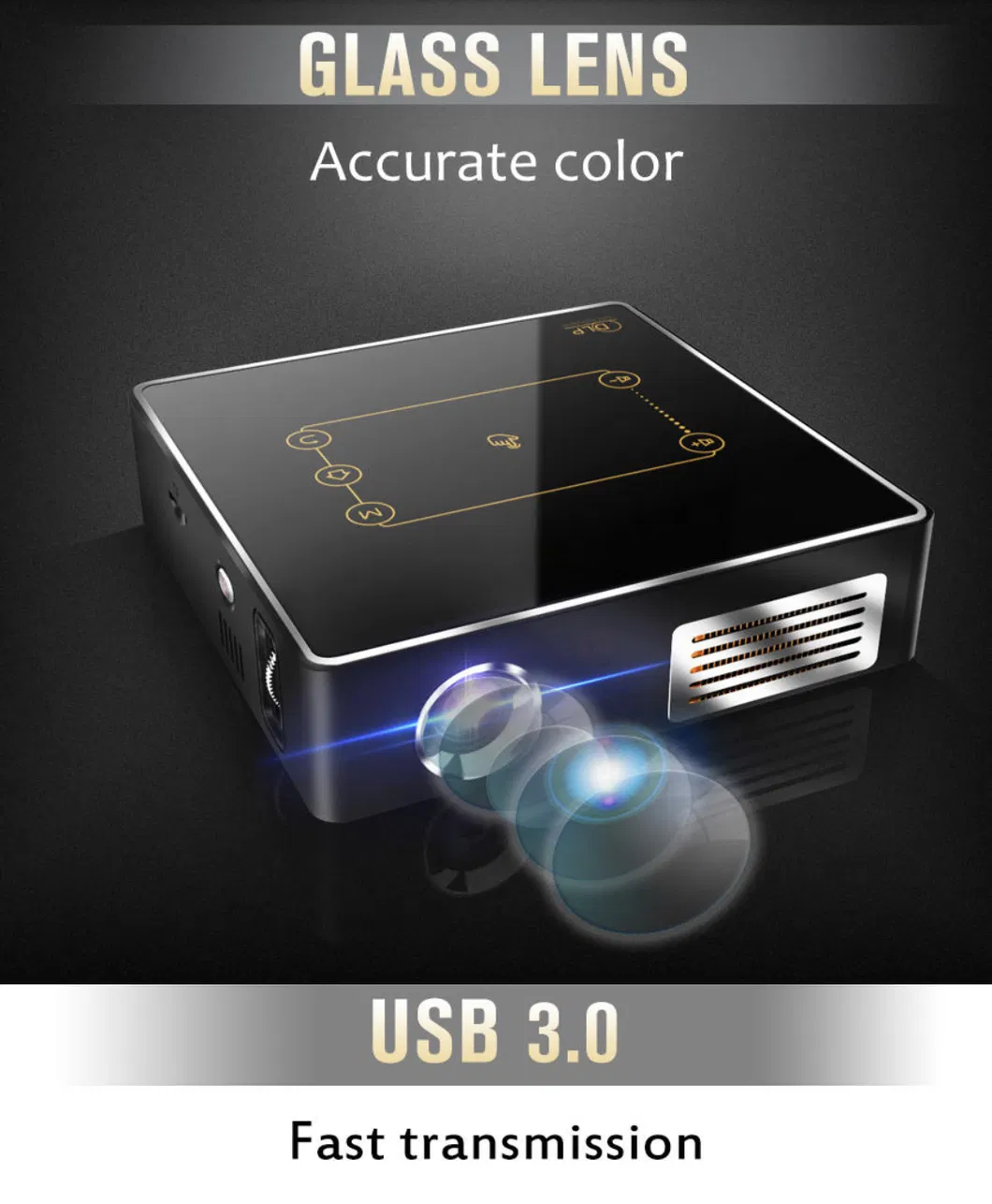 Smart Mini Rk3328 Portable HD 4K Video Mobile Wireless DLP Projector for Home Office