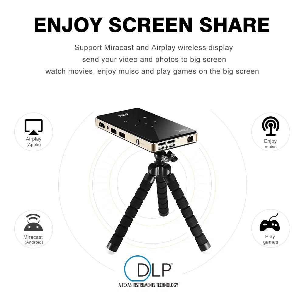 Stable Quality Android 6.0 P9 1GB 8GB Mini Pico Pocket Latest Projector Mobile Phone