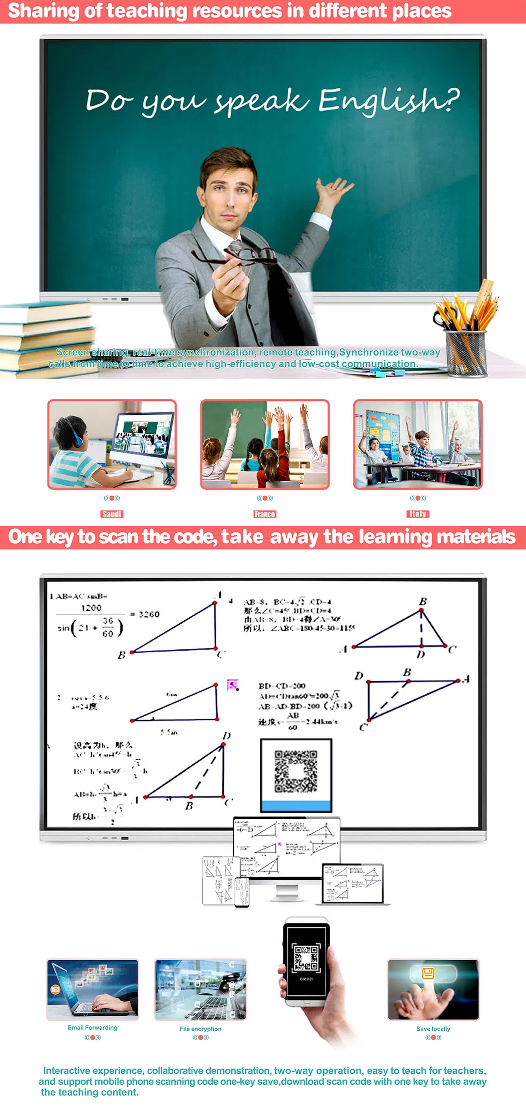T6 Series 55 Inch Interactive Multi Touch Screen Smart Electronic Whiteboard Display for Office Conference and Classroom Education