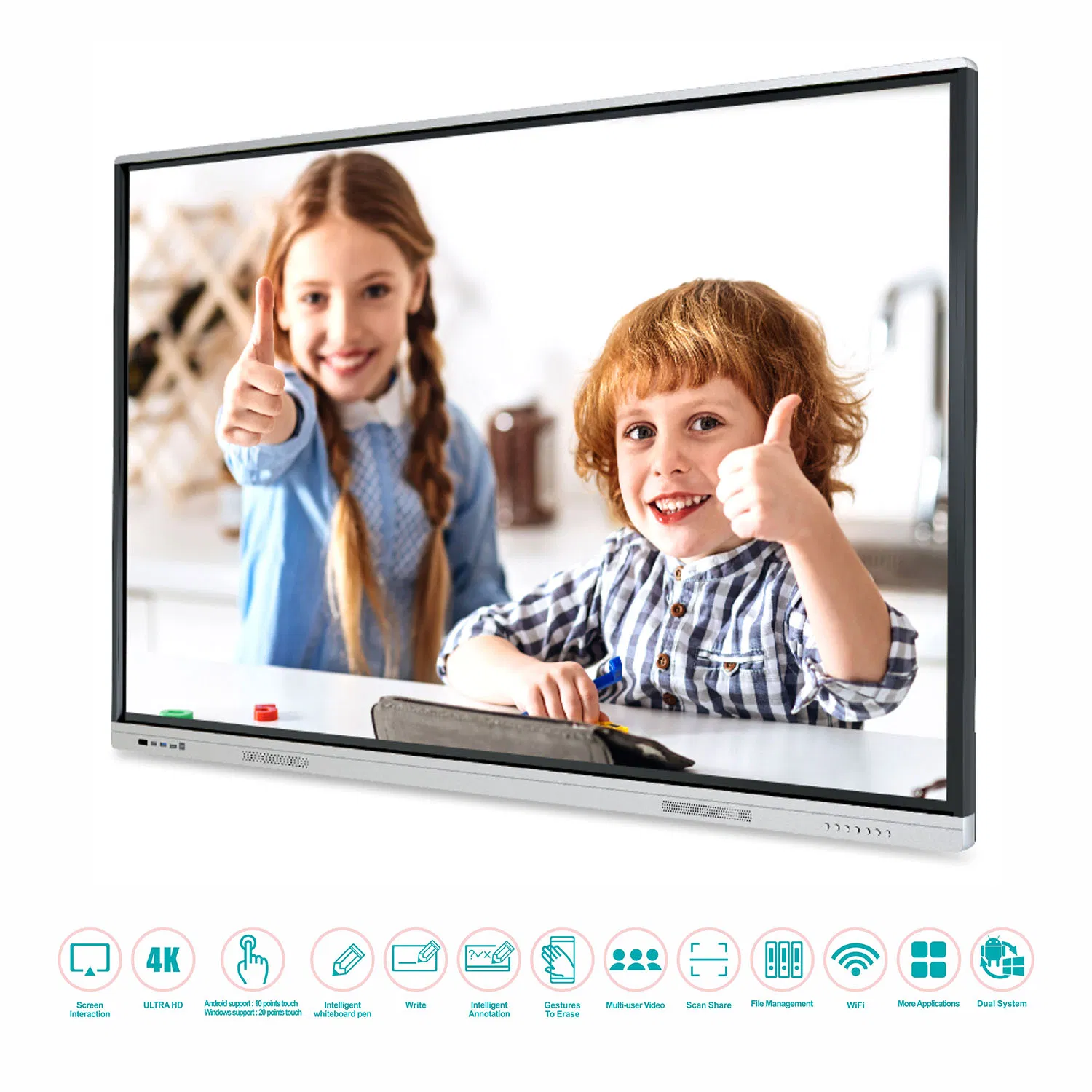T6 Series 75 Inch Smart Flat Panel Whiteboard with Android and Windows System for Education&Conference