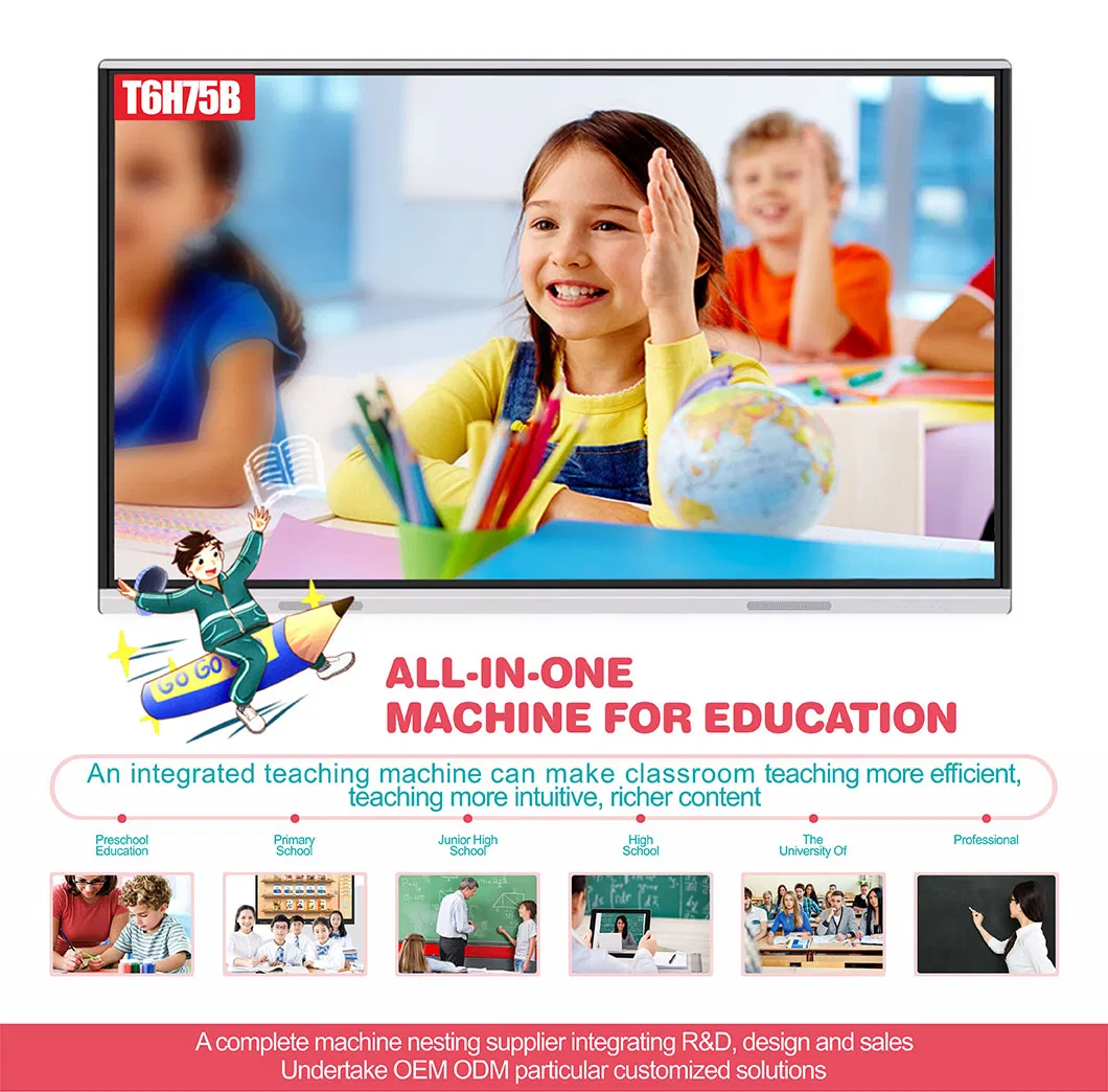 T6 Series 75 Inch Smart Flat Panel Whiteboard with Android and Windows System for Education&Conference