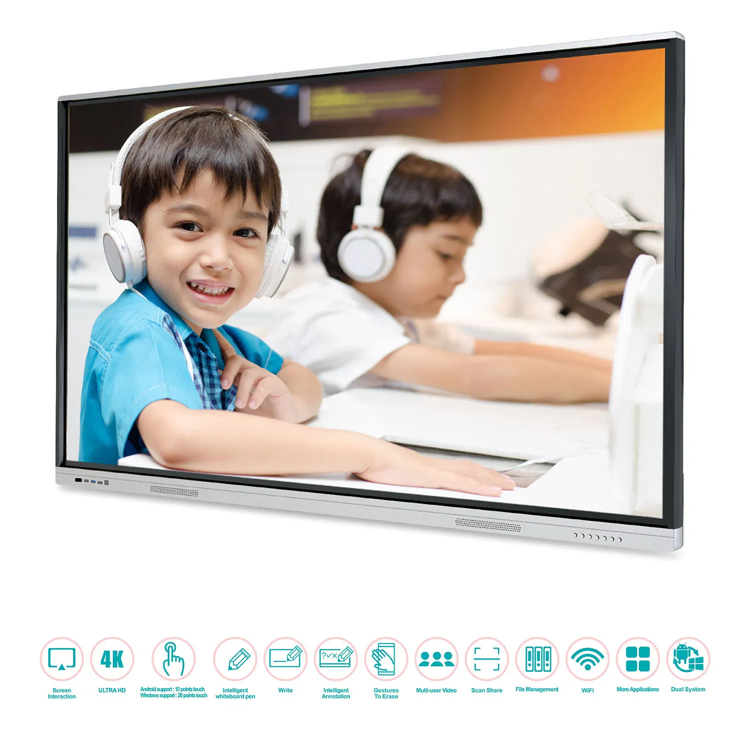 T6 Series 86 Inch Infrared Multi Touch Intelligent Interactive Whiteboard with Windows and Androind System for Training&Classroom