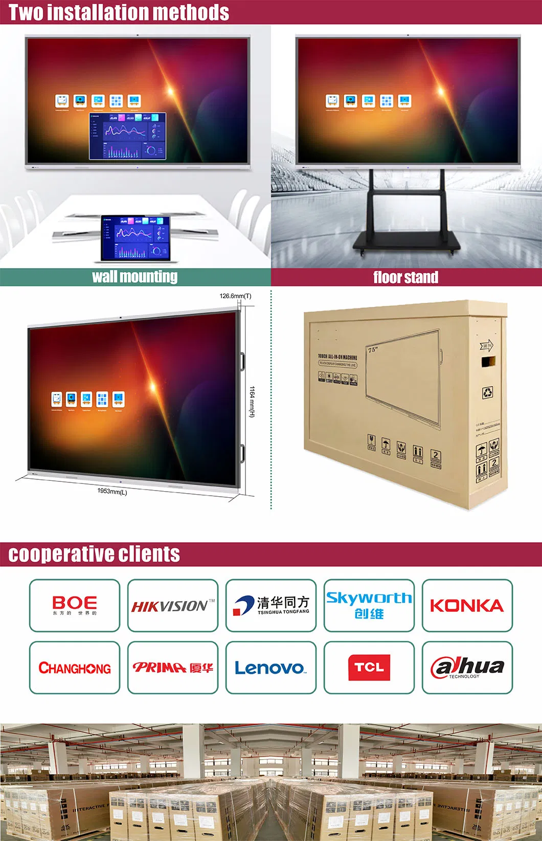 T6 Series Nesting 86 Inch SKD Built -in camera and Microphone Intelligent Smart Flat Panel