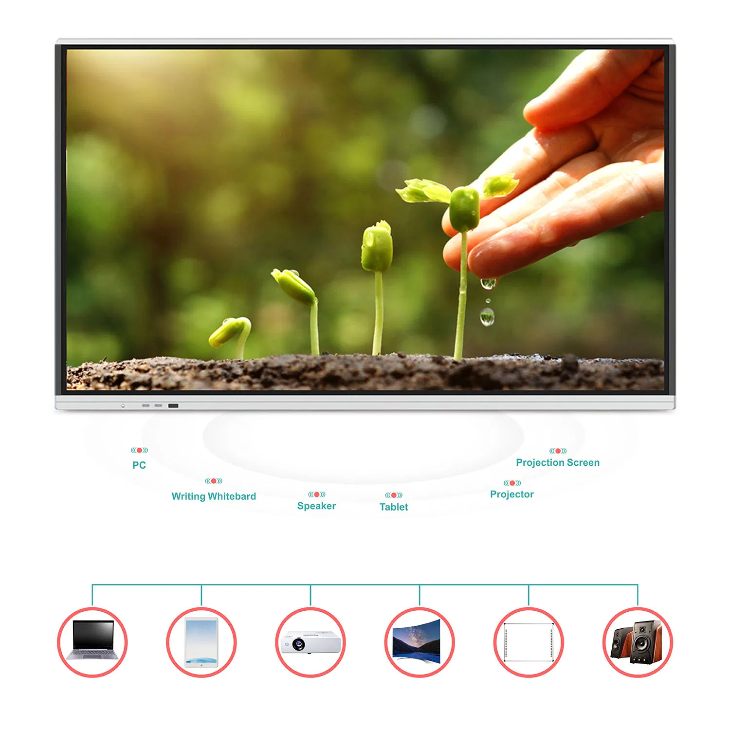 T6h55D 55 Inch Electronic Iwb 4K IR Touch Conference Interactive Smart Board with Movable Bracket