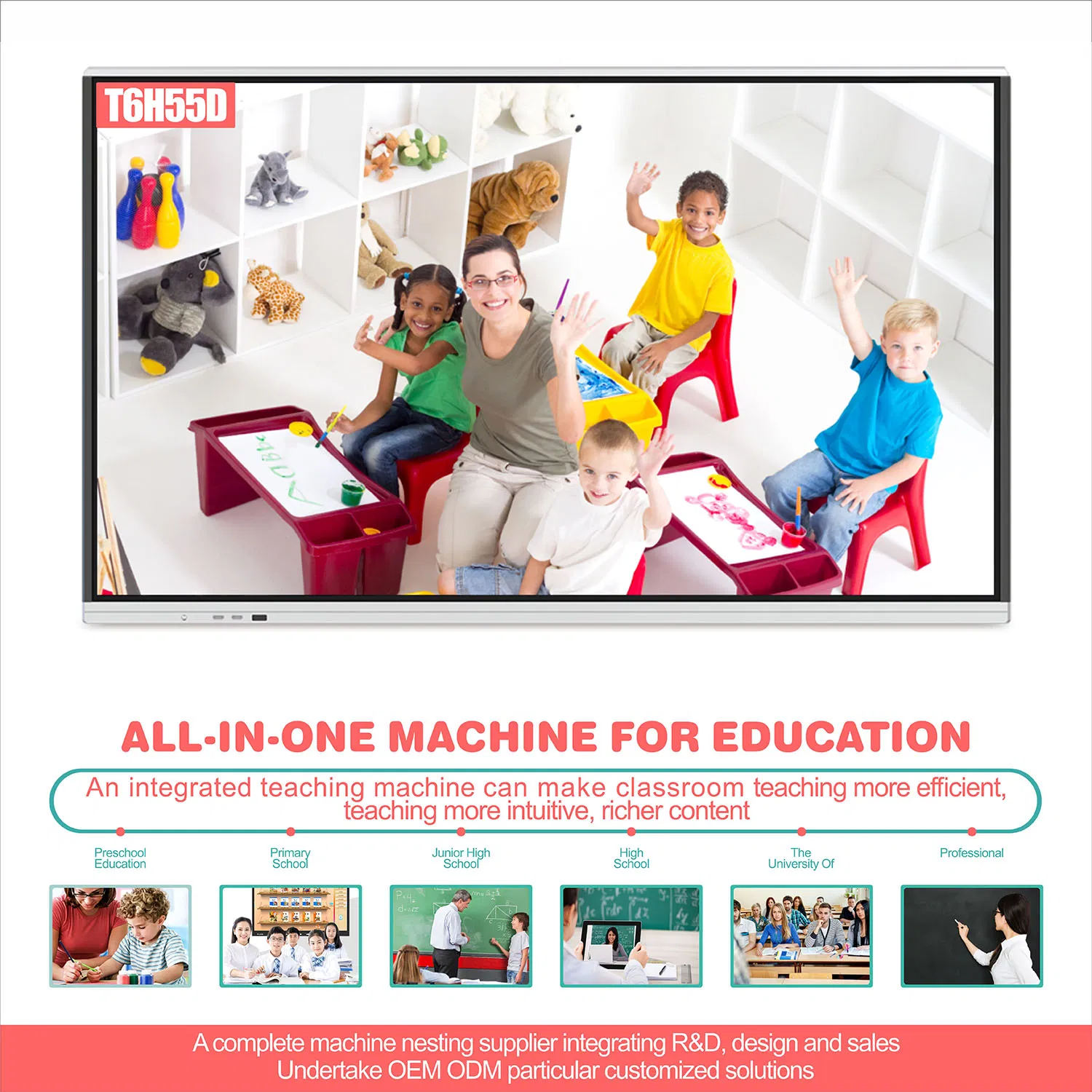 T6h55D 55 Inch High Quality 20 Point IR Interactive Whiteboard Smart Board for Education