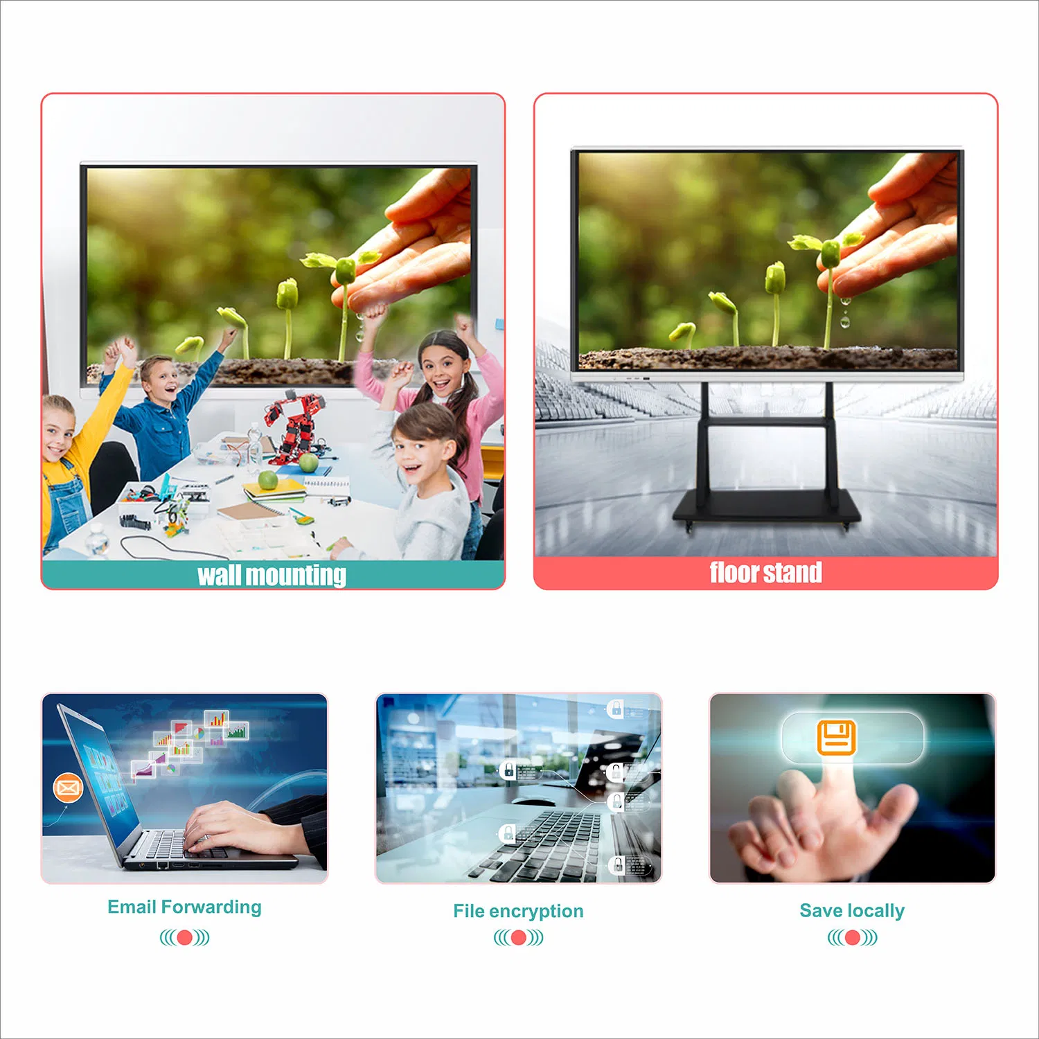 T6h55D 55 Inch High Quality Multi Touch IR Interactive Whiteboard Smart Board for Education