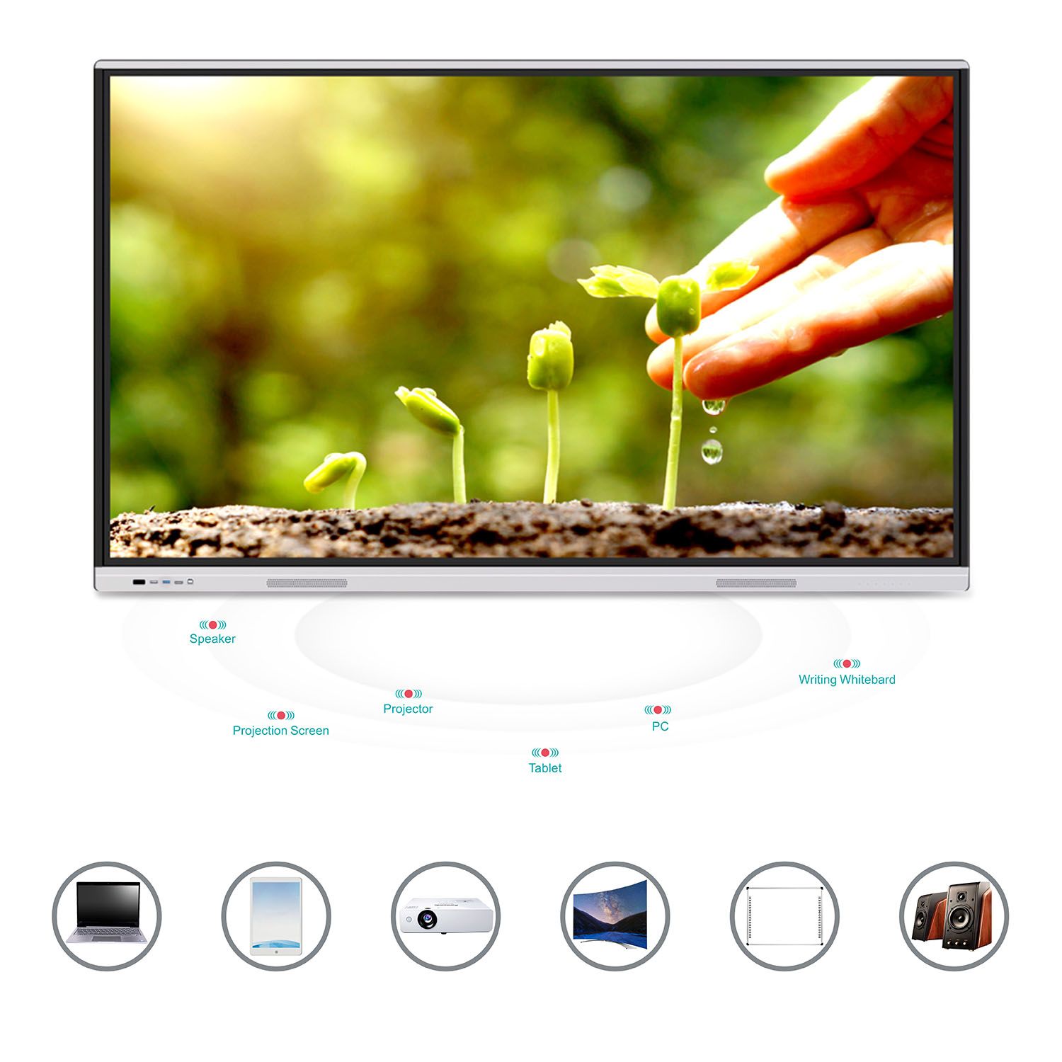 T6h86b SKD 86 Inch Seven Key Button Interactive Intelligence Panel Glass Board for Conference Room