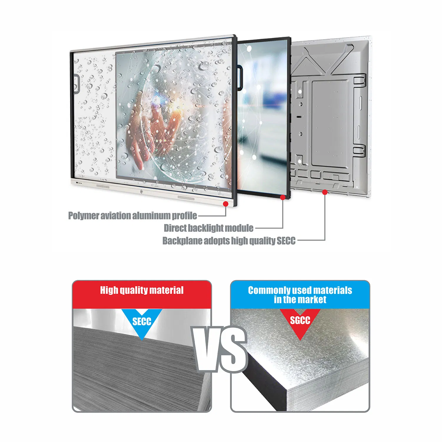 T6h86c SKD 86 Inch High Sound Quality Speaker Digital Whiteboard for Classroom Dual System Digital Touch Screen Board