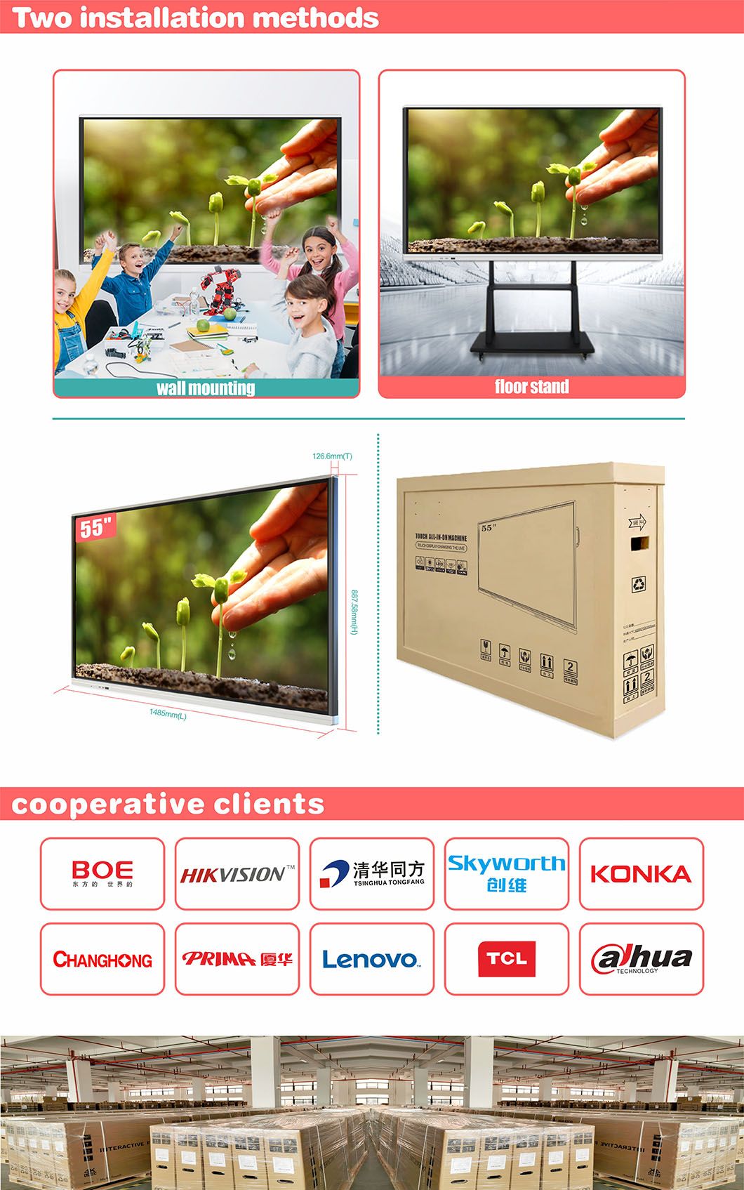 T6I55c SKD 55inch Factory Price Digital Portable Interactive Whiteboard System Electronic Iwb