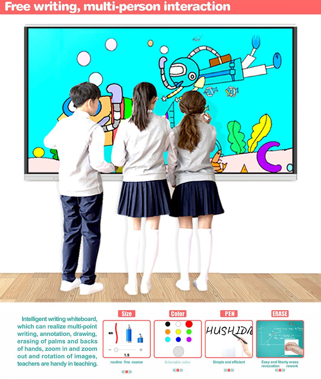 T6I55c SKD 55inch Factory Price Digital Portable Interactive Whiteboard System Electronic Iwb