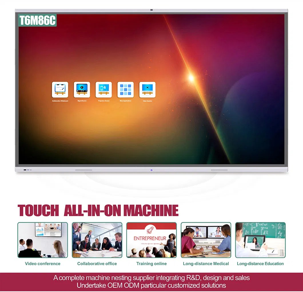 T6m86c SKD 86inch 4K IR Touch Android-Windows Dual System Electronic Blackboard Whiteboard