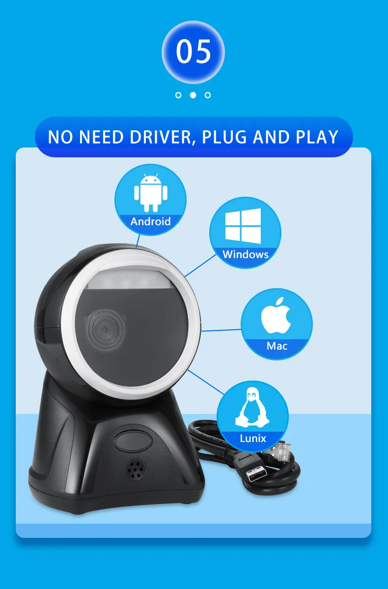 Tabletop Laser Barcode Reader Omnidirectional Data Collector 1d/2D Platform Desktop Scanner