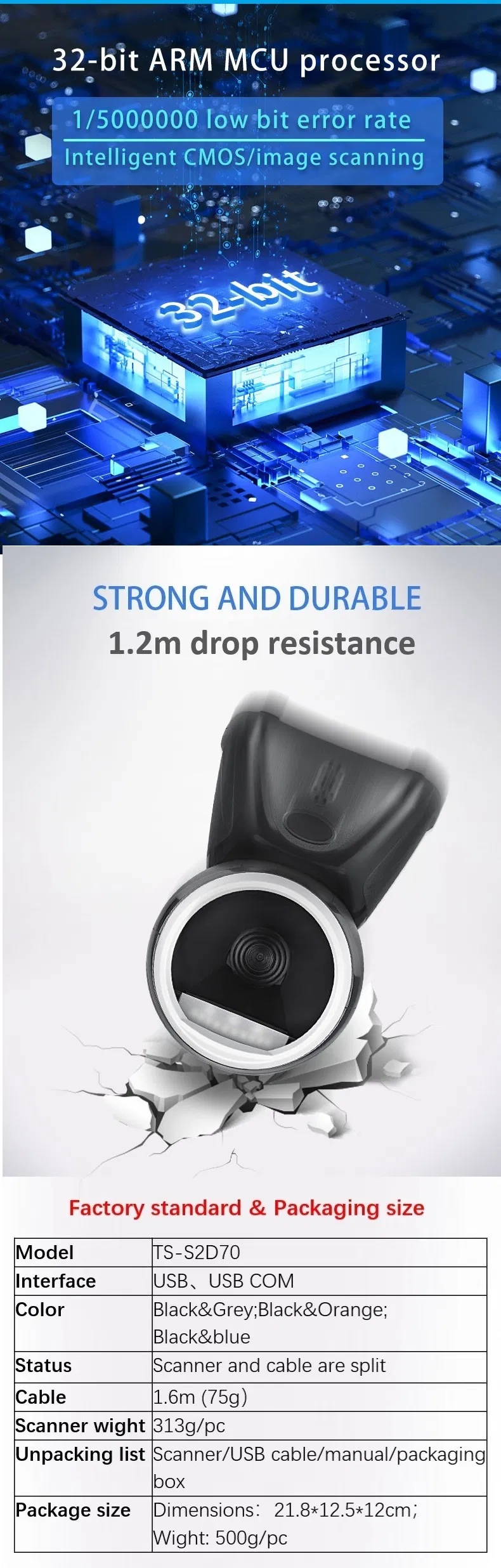 Tabletop Laser Barcode Reader Omnidirectional Data Collector 1d/2D Platform Desktop Scanner