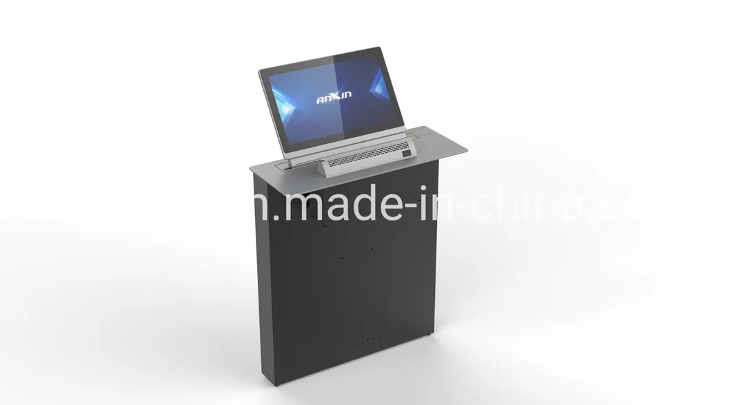 Ultra-Thin Motrized15.6′′/17.3′′ LCD Monitor Lift Integrated with Hidden Flip-up Array Microphone for Audio Video Conference System