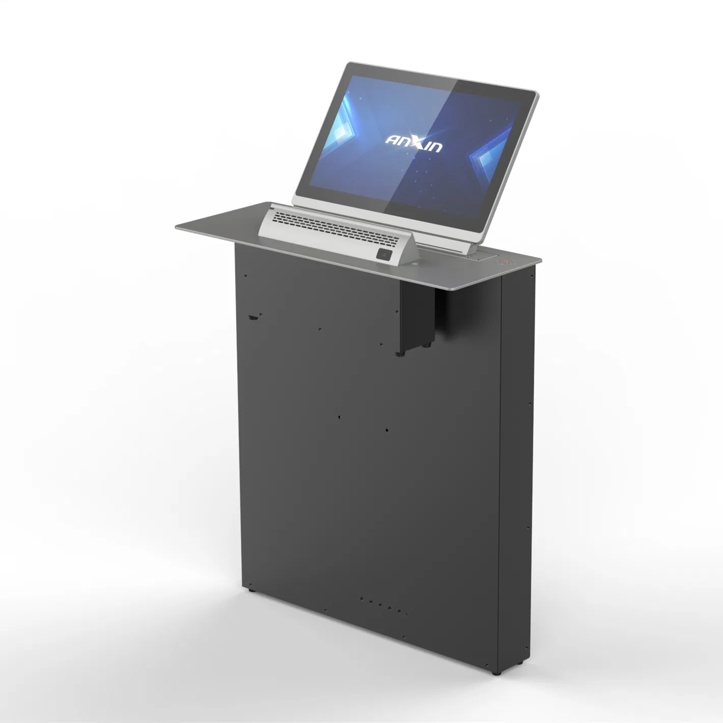 Ultra-Thin Motrized15.6''/17.3' LCD Monitor Lift Integrated with Hidden Flip-up Array Microphone for Audio Video Conference System